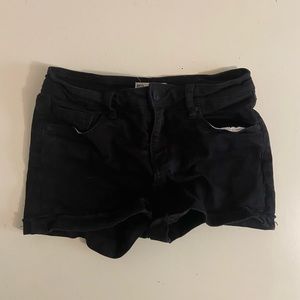 Black denim shorts